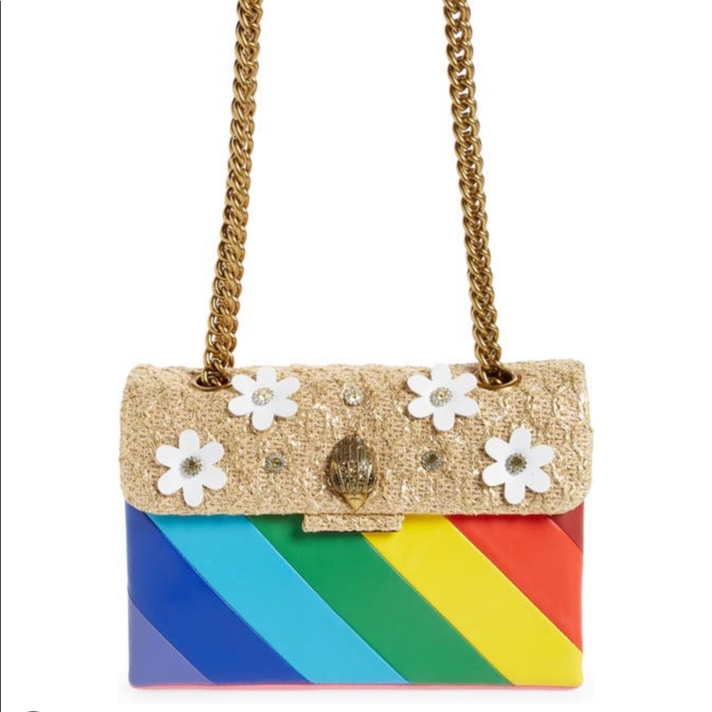 Kurt Geiger Kensington Leather & Raffia Crossbody Bag
